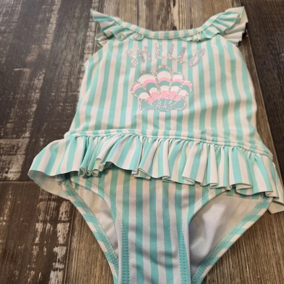 Striped Ruffle Swimsuit - Picture 2 of 6